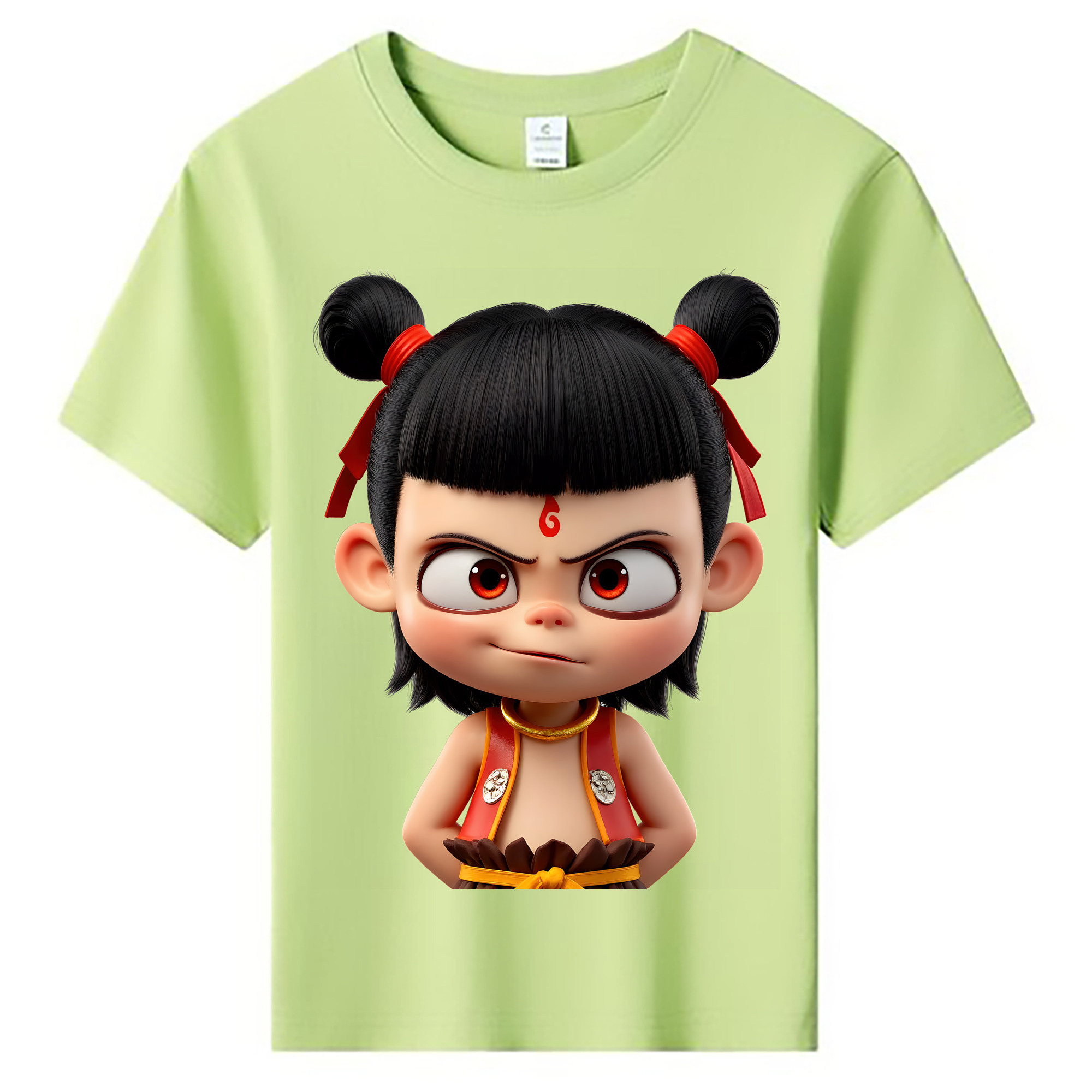 （画像用） Ne Zha 2 ナタ 魔童の大暴れ 綿100％キッズTシャツ（フロントプリント）